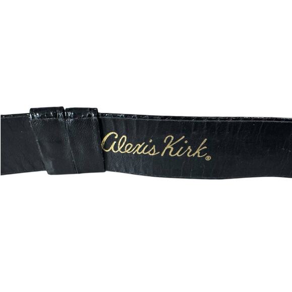 Vtg Alexis Kirk Belt Wave Buckle Gold Silver Black Snake Leather Sculptural 80s main image 12